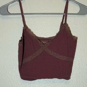 Aeropostale Maroon Lace Trim Cami